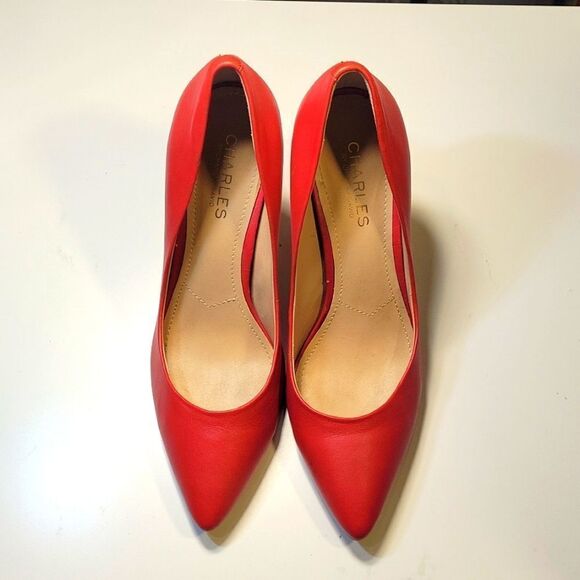 CHARLES BY CHARLES DAVIS POINTED TOE LEATHER HIGH HEEL STILETTOS SHOE - Picture 2 of 15